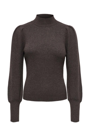 Only Only onlkatia l/s highneck pullover knt noos 15232494 Trui chocolate torte