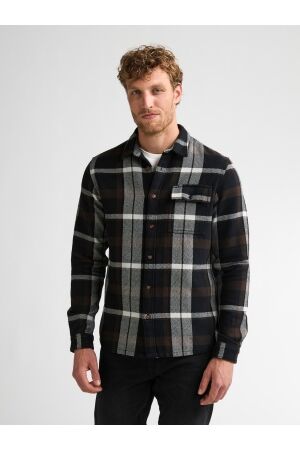 Petrol Petrol shirt long sleeve check m-3060-sil410 Overshirt 9111 deep black