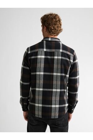 Petrol Petrol shirt long sleeve check m-3060-sil410 Overshirt 9111 deep black