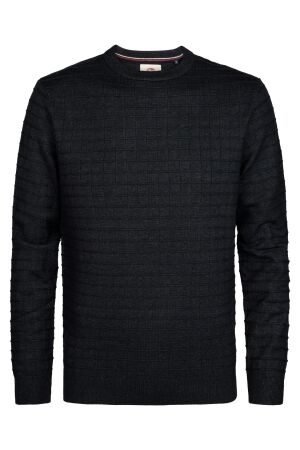 Petrol Petrol knitwear round neck basic m-3060-kwr269 Trui 9111 deep black