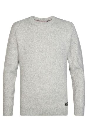 Petrol Petrol knitwear round neck basic m-3060-kwr237 Trui 9038 light grey melee