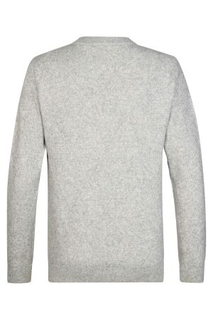Petrol Petrol knitwear round neck basic m-3060-kwr237 Trui 9038 light grey melee