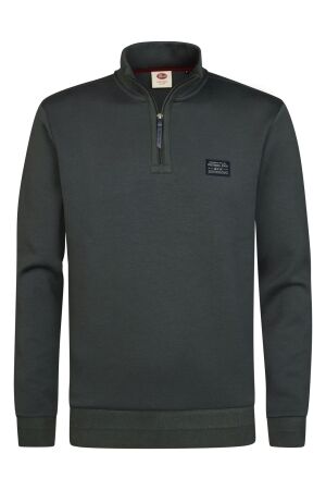 Petrol Petrol sweater collar zip m-3060-swc318 Sweater 6185 steel green