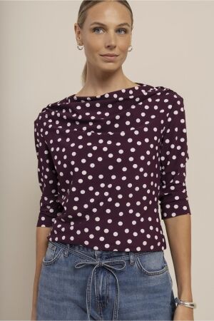Studio Anneloes Studio Anneloes fleur top 14386 T-shirt Lange mouw 3817 blackberry/ecru