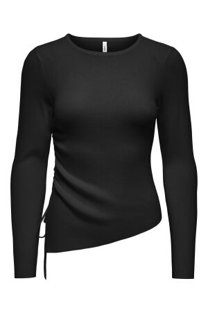 Only Only onlmil ls asymmetric o-neck knt T-shirt Lange mouw black