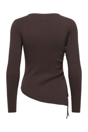 Only Only onlmil ls asymmetric o-neck knt T-shirt Lange mouw coffee bean