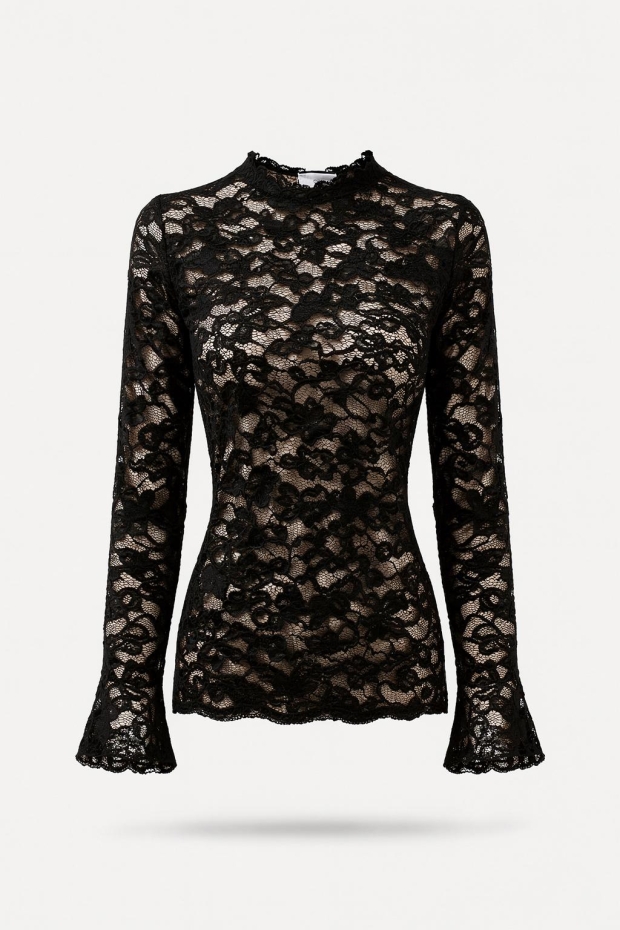 Tramontana Velvet Stretch Lace Top  C65-21-401 Black