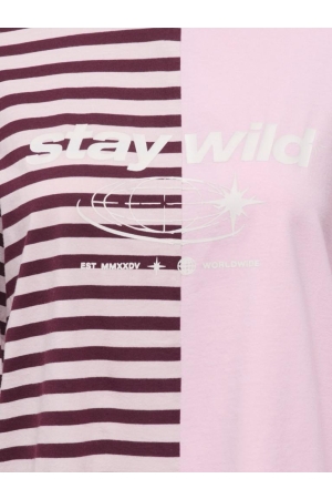 Only Only onlava l/s half striped t-shirt jrs 15397922 T-shirt Lange mouw 5273743 chalk pink wine str cd text