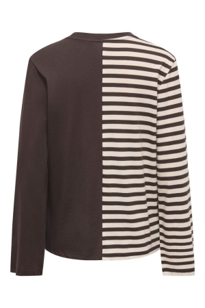 Only Only onlava l/s half striped t-shirt jrs 15397922 T-shirt Lange mouw 5274132 black coffee light pink