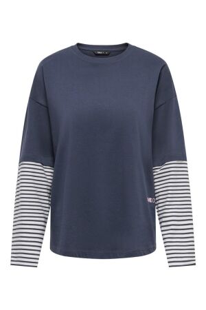 Only Only onllana l/s layered stripe t-shirt jrs 15397935 T-shirt Lange mouw 5275101 navy blazer cd / rosa text