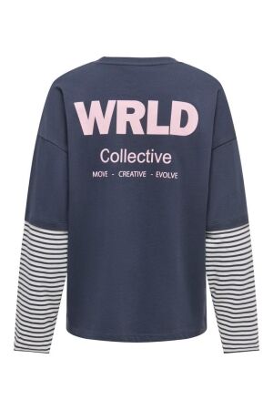 Only Only onllana l/s layered stripe t-shirt jrs 15397935 T-shirt Lange mouw 5275101 navy blazer cd / rosa text