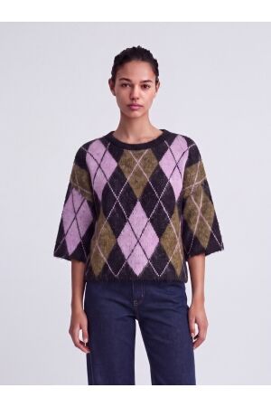 Only Only onlnoeme ss pattern o-neck knt Trui black