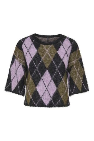 Only Only onlnoeme ss pattern o-neck knt Trui black