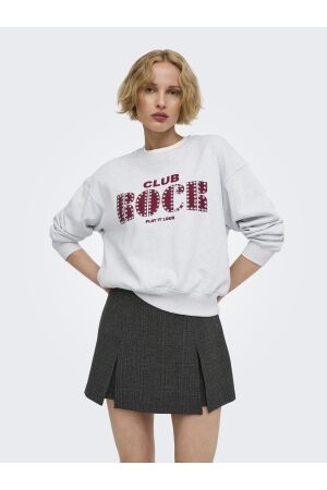 Only Only onlolise l/s print ub swt Sweater light grey melange