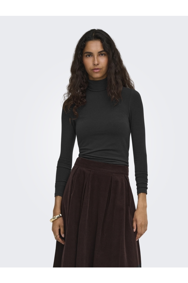 Only ONLGLAMOUR L/S ROLL-NECK TOP JRS NOOS Black
