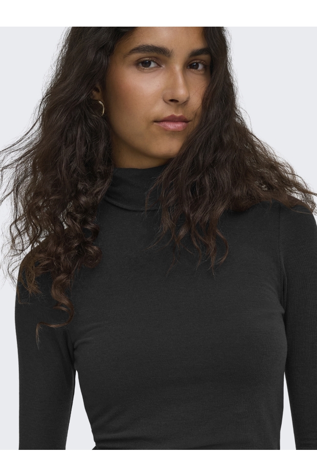 Only ONLGLAMOUR L/S ROLL-NECK TOP JRS NOOS Black