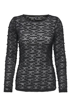 Only Only onlpita l/s lace top cs jrs T-shirt Lange mouw black