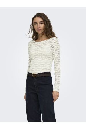 Only Only onlpita l/s lace top cs jrs T-shirt Lange mouw cloud dancer