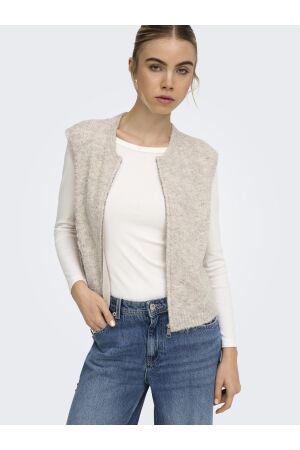 Only Only onlbouble sl o-neck zip vest knt Vest peyote mel/silver zip