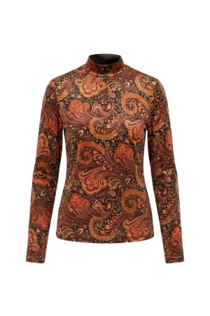 Helena Hart Helena Hart col print paisley 7989 Longsleeves cognac