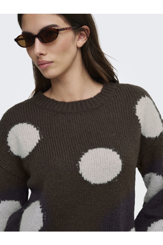 Only ONLBOOTLE LS FLOWER O-NECK KNT 15361111 ONLBOOTLE LS FLOWER O-NECK KNT