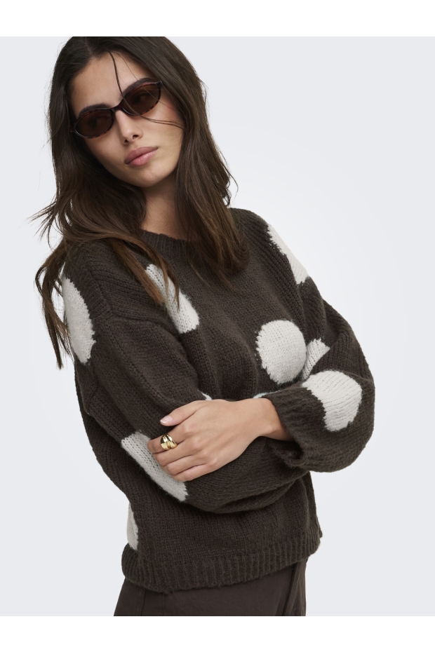 Only ONLBOOTLE LS FLOWER O-NECK KNT 15361111 ONLBOOTLE LS FLOWER O-NECK KNT