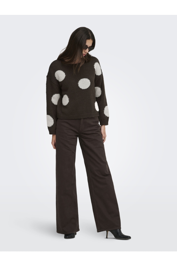 Only ONLBOOTLE LS FLOWER O-NECK KNT 15361111 ONLBOOTLE LS FLOWER O-NECK KNT