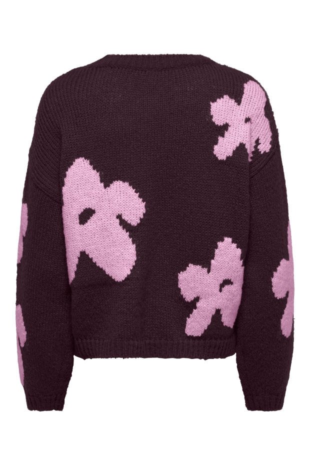 Only ONLBOOTLE LS FLOWER O-NECK KNT 15361111 Fig Flower/Cyclamen
