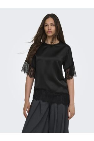 Only Only onlindona 2/4 satin lace top wvn 15380711 T-shirt Korte mouw black