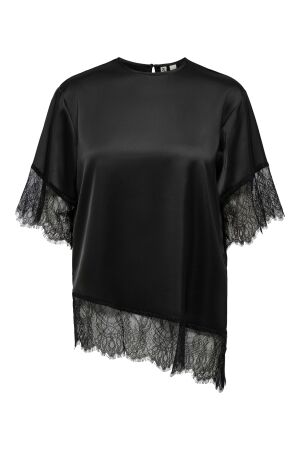 Only Only onlindona 2/4 satin lace top wvn 15380711 T-shirt Korte mouw black