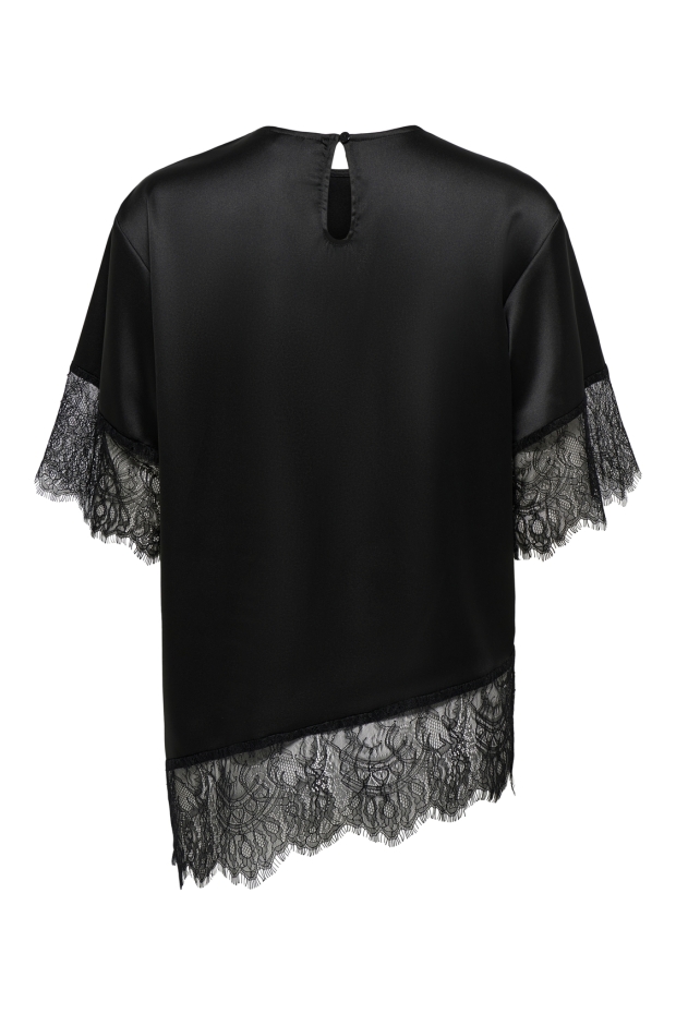 Only ONLINDONA 2/4 SATIN LACE TOP WVN 15380711 Black
