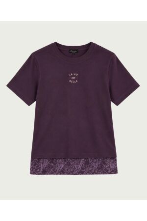 Elvira Casuals Elvira Casuals t-shirt lacy e5 26-033 T-shirt Korte mouw 1084 dark grape