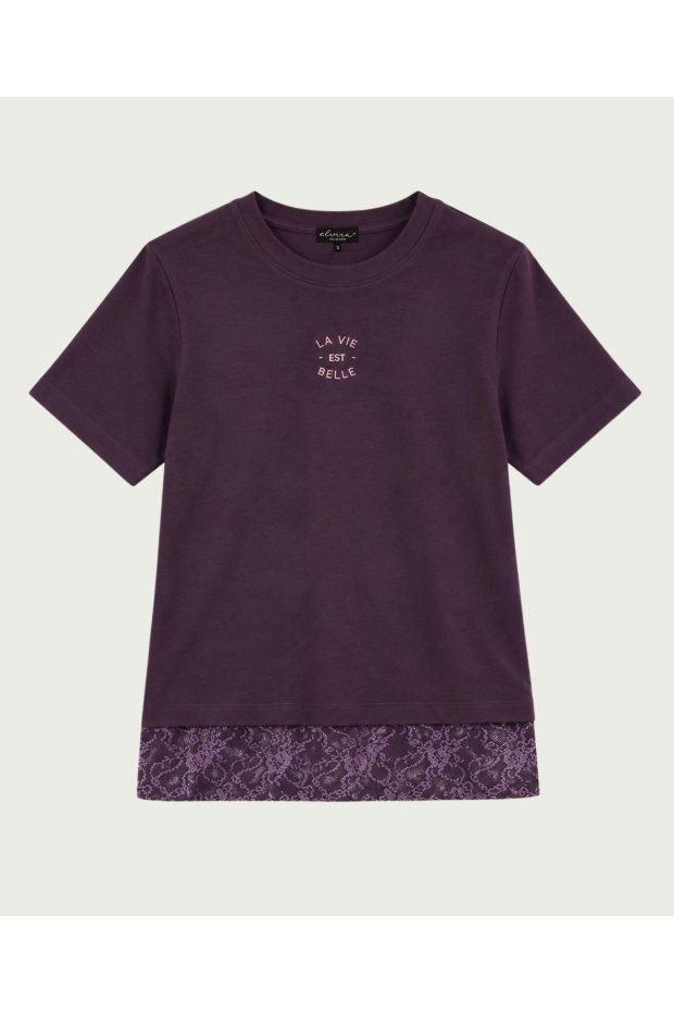 Elvira Casuals T-Shirt Lacy E5 26-033 1084 Dark Grape