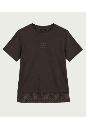 Elvira Casuals Elvira Casuals t-shirt lacy e5 26-033 T-shirt Korte mouw dark walnut