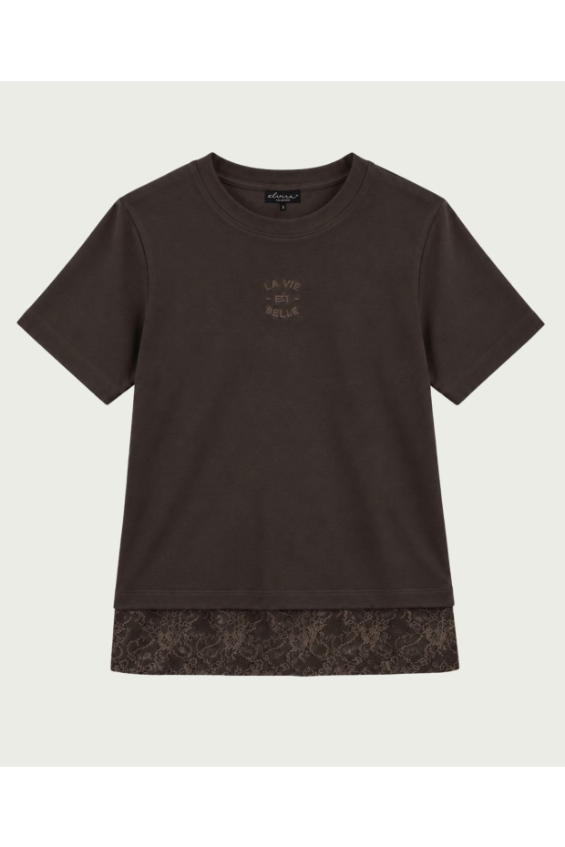 Elvira Casuals T-Shirt Lacy E5 26-033 Dark Walnut