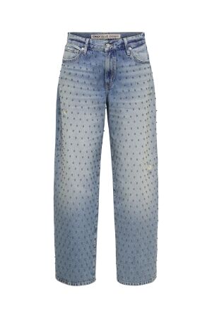 Only Only onlgianna beaded mw str red dnm dot 15380945 Straight leg medium blue denim