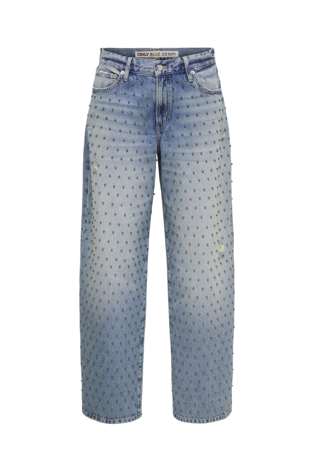 Only ONLGIANNA BEADED MW STR RED DNM DOT 15380945 Medium blue denim