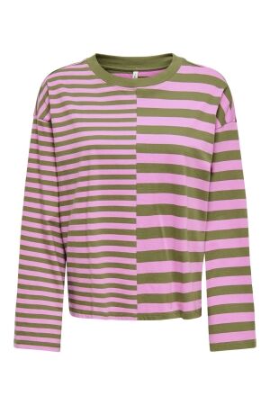 Only Only onlane l/s top cs jrs 15399967 T-shirt Lange mouw sphagnum cyclamen neckline spagnum