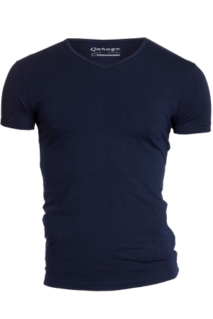 Garage Garage bodyfit t-shirt v-neck Basic T-shirts navy