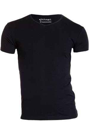 Garage Garage bodyfit t-shirt v-neck Basic T-shirts black