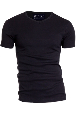 Garage Garage semi bodyfit t-shirt v-neck Basic T-shirts black