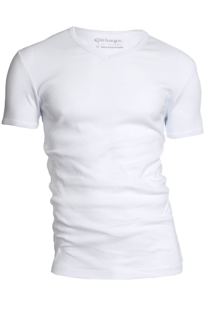 Garage Garage semi bodyfit t-shirt v-neck Basic T-shirts white
