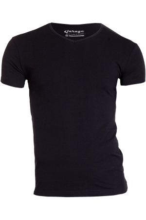 Garage Garage bodyfit t-shirt v-neck Basic T-shirts black