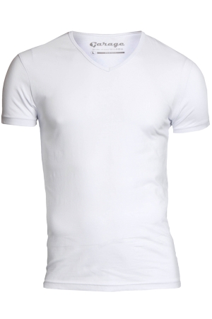 Garage Garage bodyfit t-shirt v-neck Basic T-shirts white