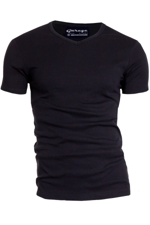 Garage Garage semi bodyfit t-shirt v-neck Basic T-shirts black