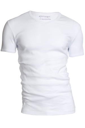 Garage Garage semi bodyfit t-shirt v-neck Basic T-shirts white