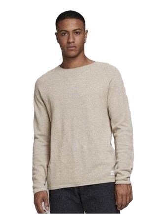 J&J Premium J&J Premium jjehill knit crewneck Trui oatmeal