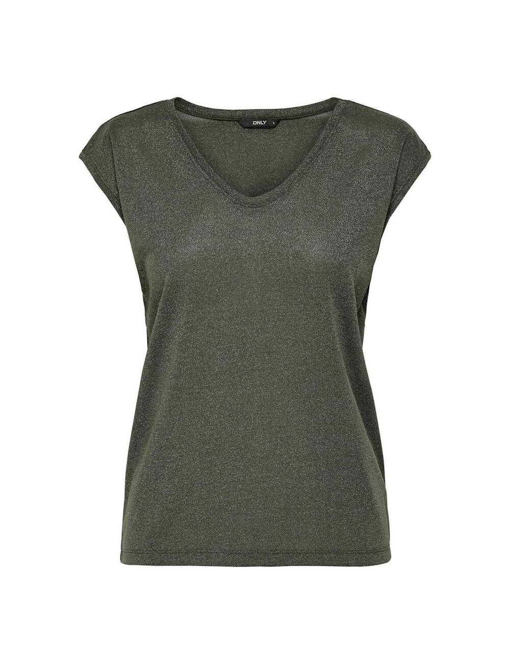 Only onlsilvery s/s v neck lurex top T-shirt Korte mouw kalamata