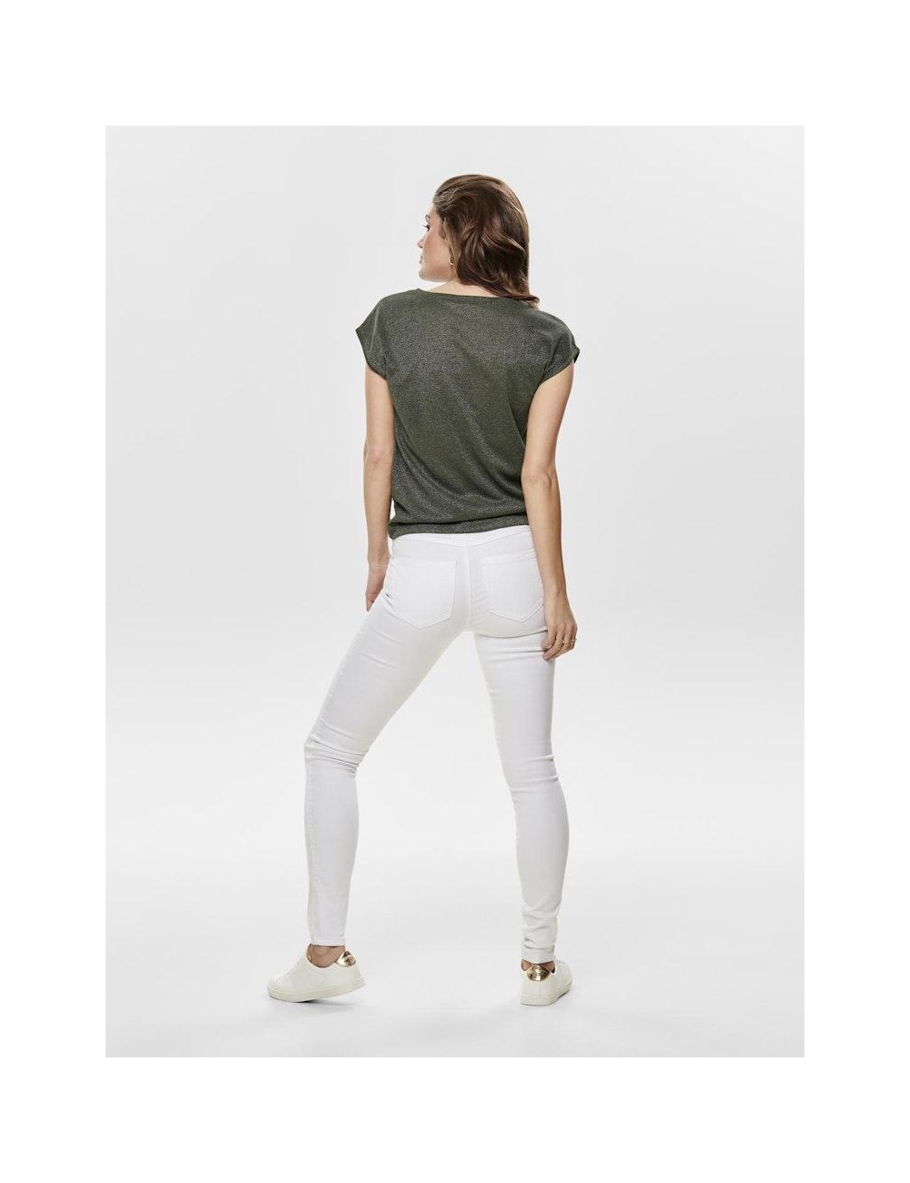 Only onlsilvery s/s v neck lurex top T-shirt Korte mouw kalamata