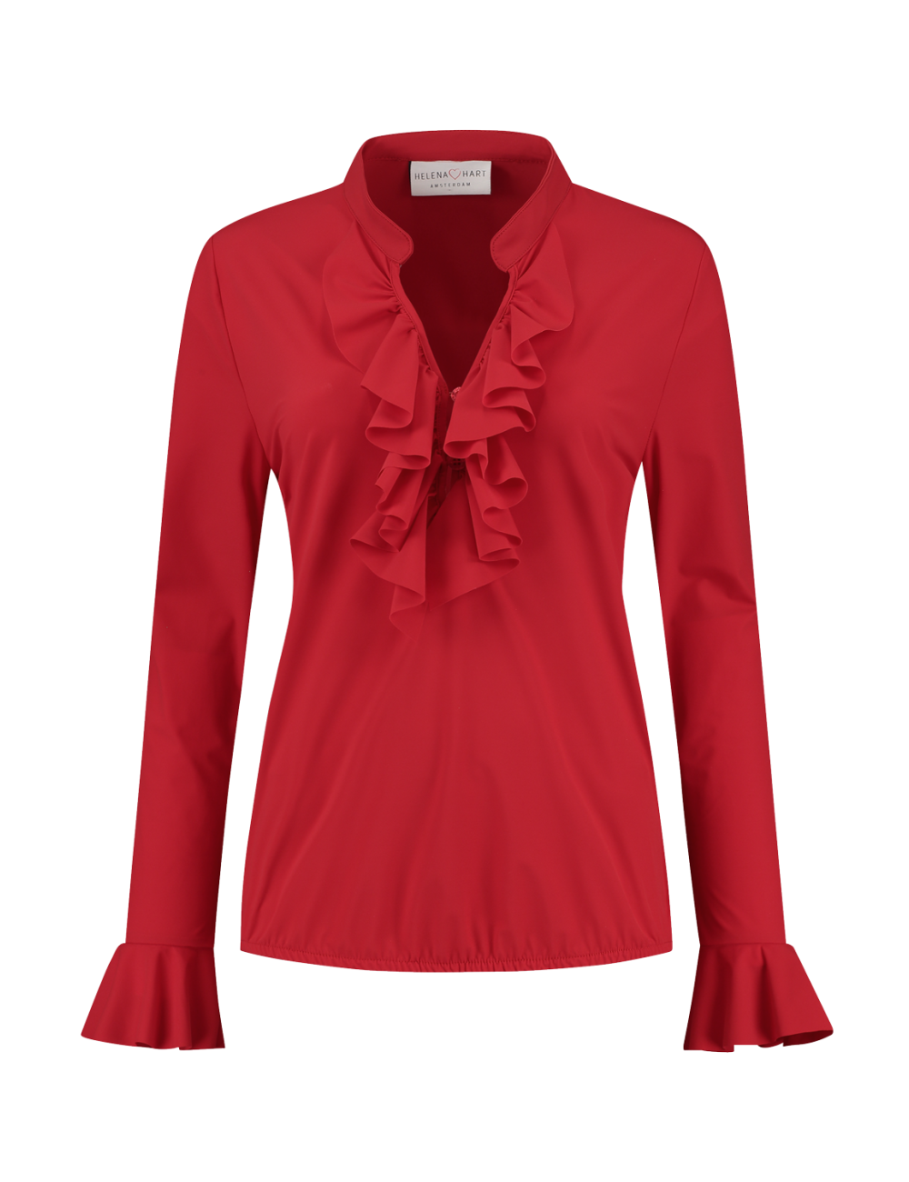 Hart 7257 blouse ruche T-shirt Lange mouw rood | Expresswear.nl